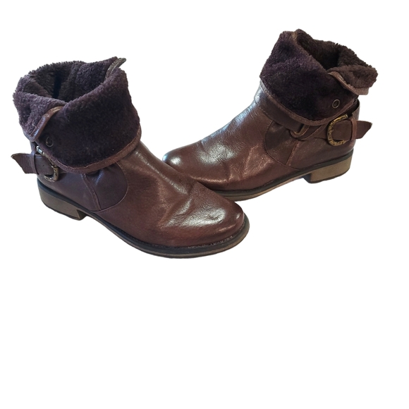 Bare Traps  Shakira Brown Mid Calf Leather Fur Lined Boots Size 8 - Picture 11 of 16